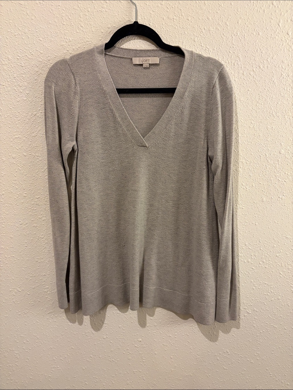 LOFT Light Gray V-Neck Sweater